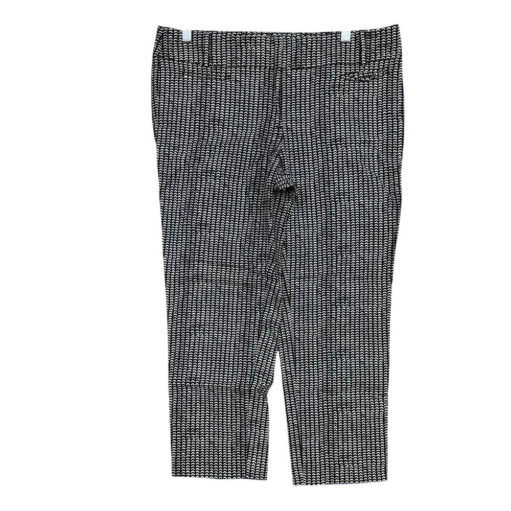 Ann Taylor LOFT Womens Pants Black Oatmeal Arrow Print Marisa Cropped Stretch 8